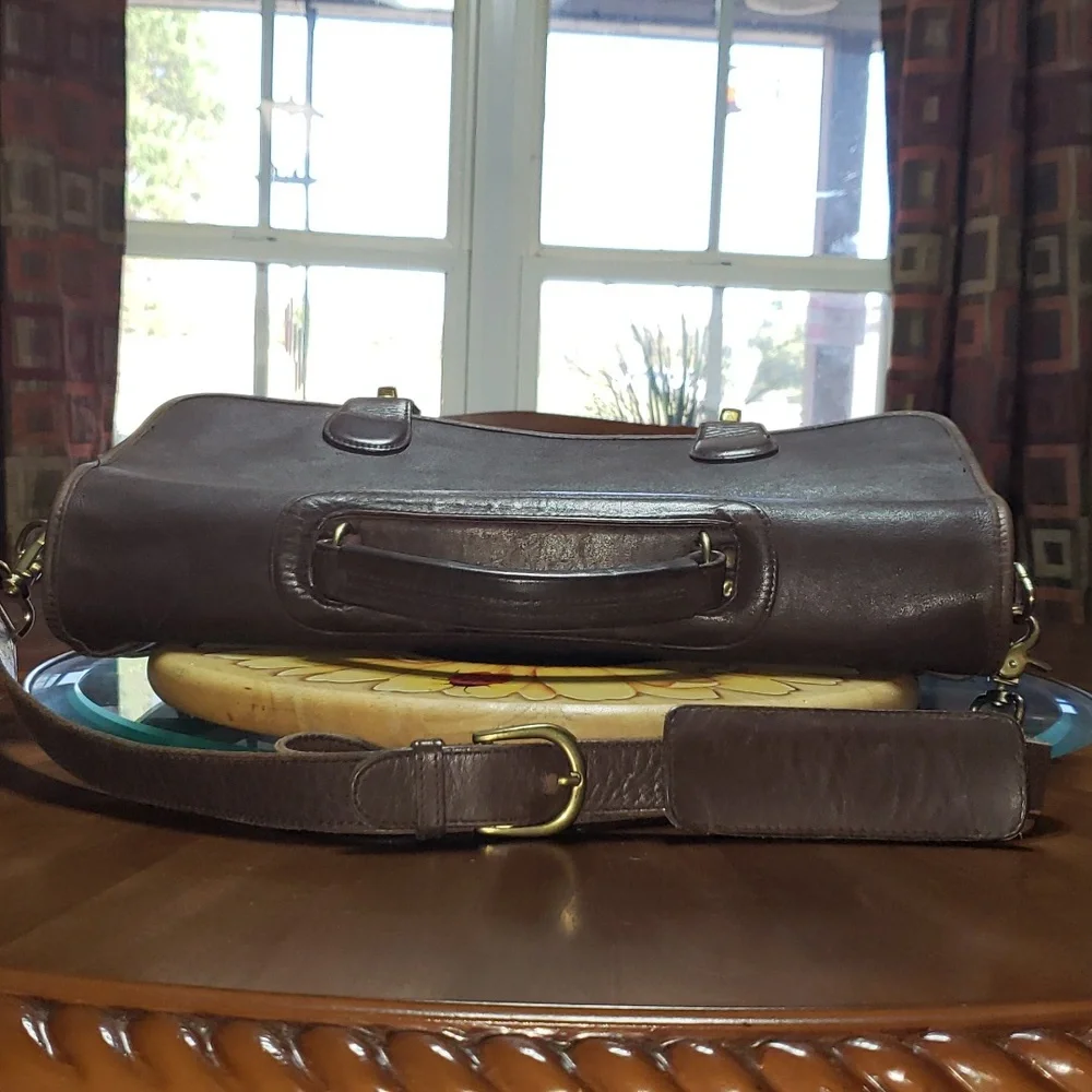 💘🖤💘 Green Fields Shafmaster Brown Full Grain Leather Messenger Barrister Bag